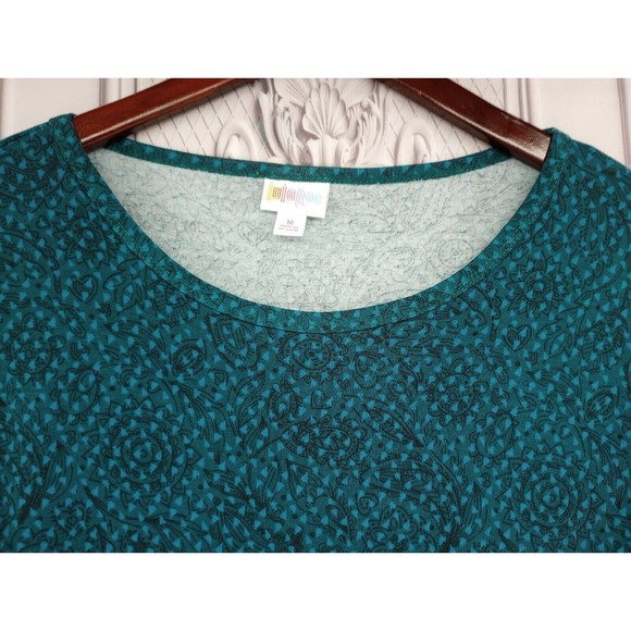 NWT LuLaRoe Dress SZ M Sheath Stretch Julia Style Turquoise 3/4 Sleeves Knee Len - Picture 7 of 16